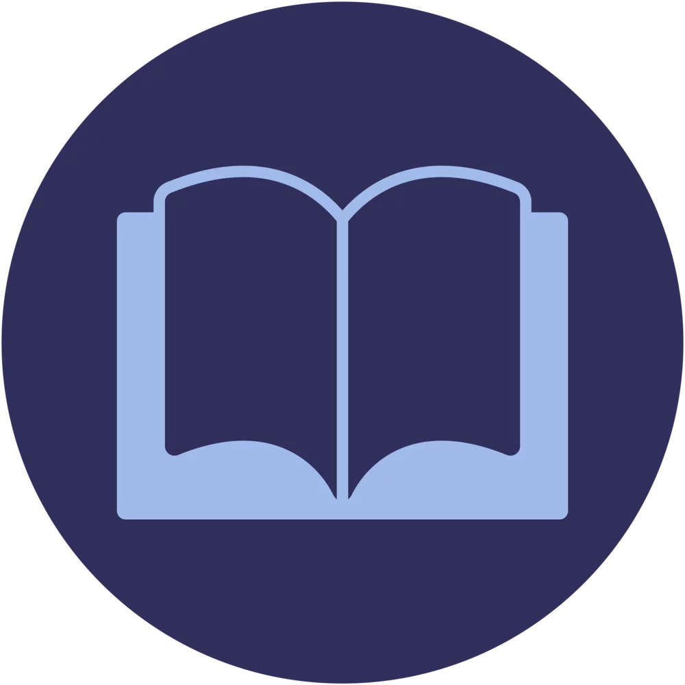 Print/Online publications: Line drawing of a open book surrounded by electrical circuits, in a circle.