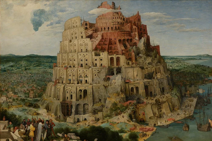 Pieter Bruegel the Elder (c. 1525/1530–1569): The Tower of Babel, c. 1563, oil on panel, Kunsthistorisches Museum, Vienna (image from Google Art Project via Wikimedia).