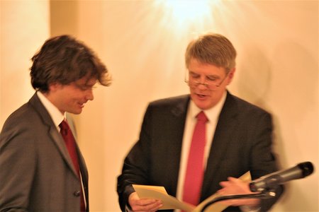 2010 Wolfgang J. Mommsen Prize winner Tobias Wolffhardt being awarded the prize