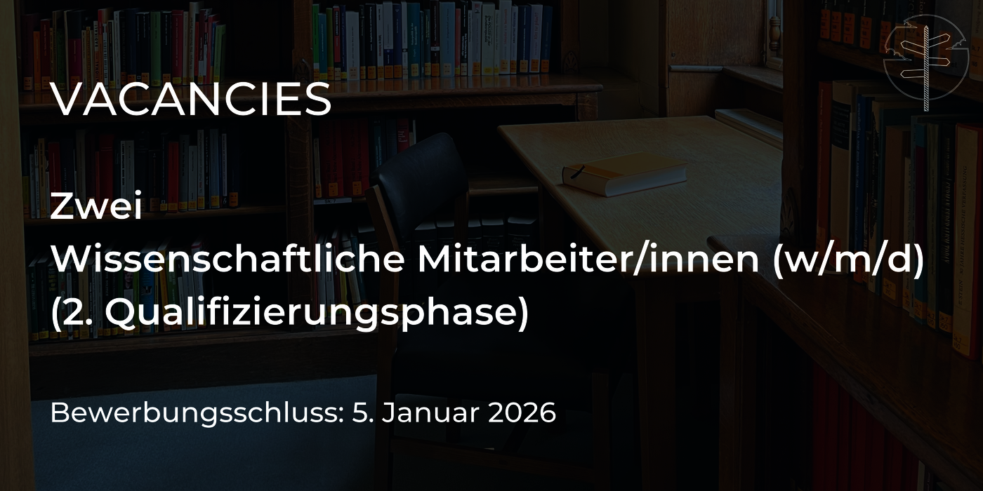 An image of a chair at a desk in a library with the job advert text written across it.