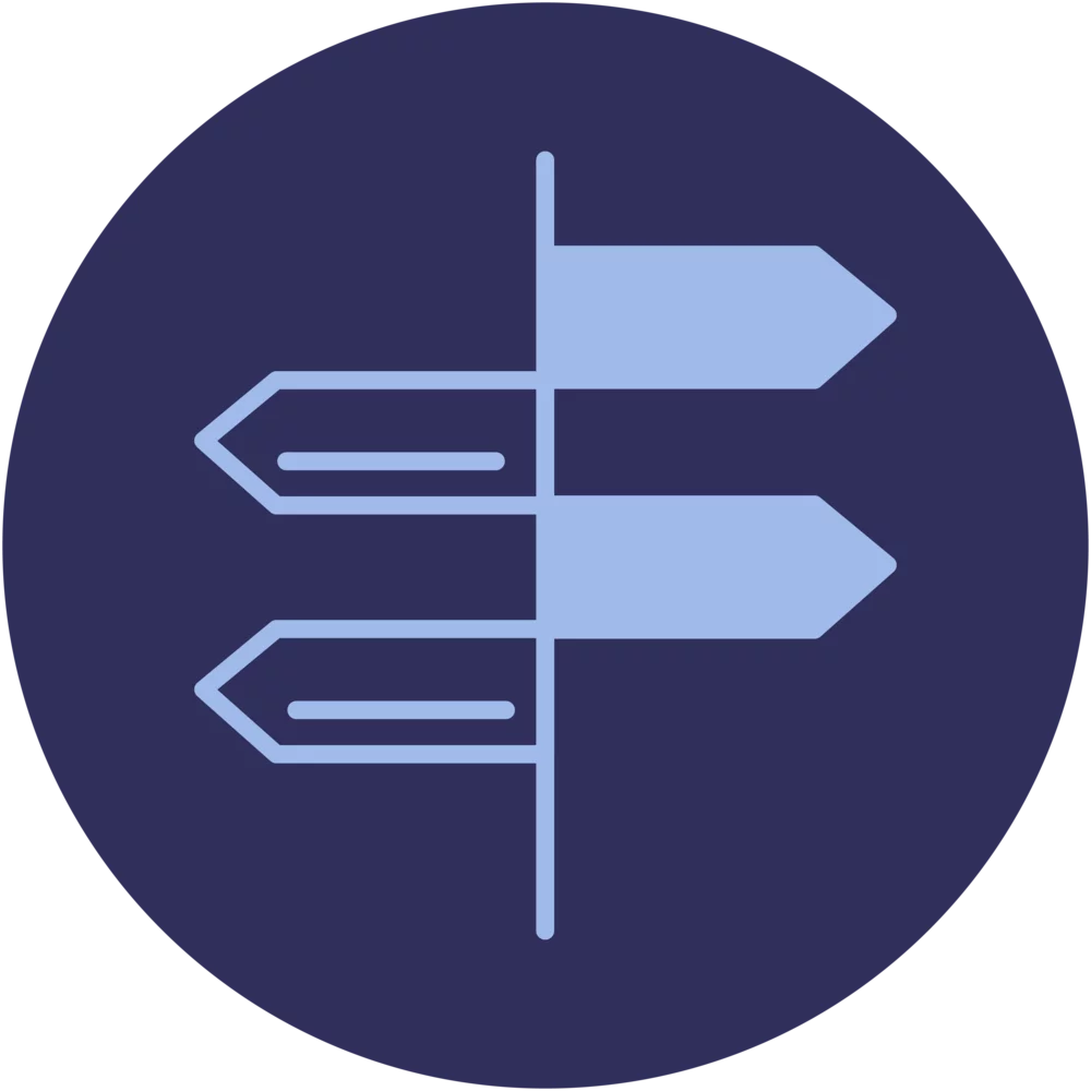 Opportunities: Line drawing of a signpost in a circle