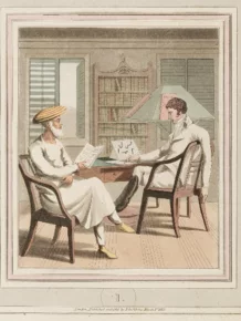 Drawing by Charles Doyley (1813), showing a European learning from an Indian teacher