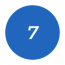 A white number seven, on a blue disc.