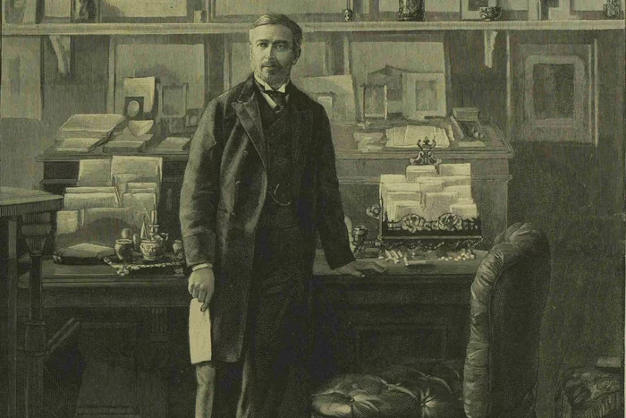 Engraving of a portrait of Sir Edward Malet in his study at the British embassy, Berlin, 1893.