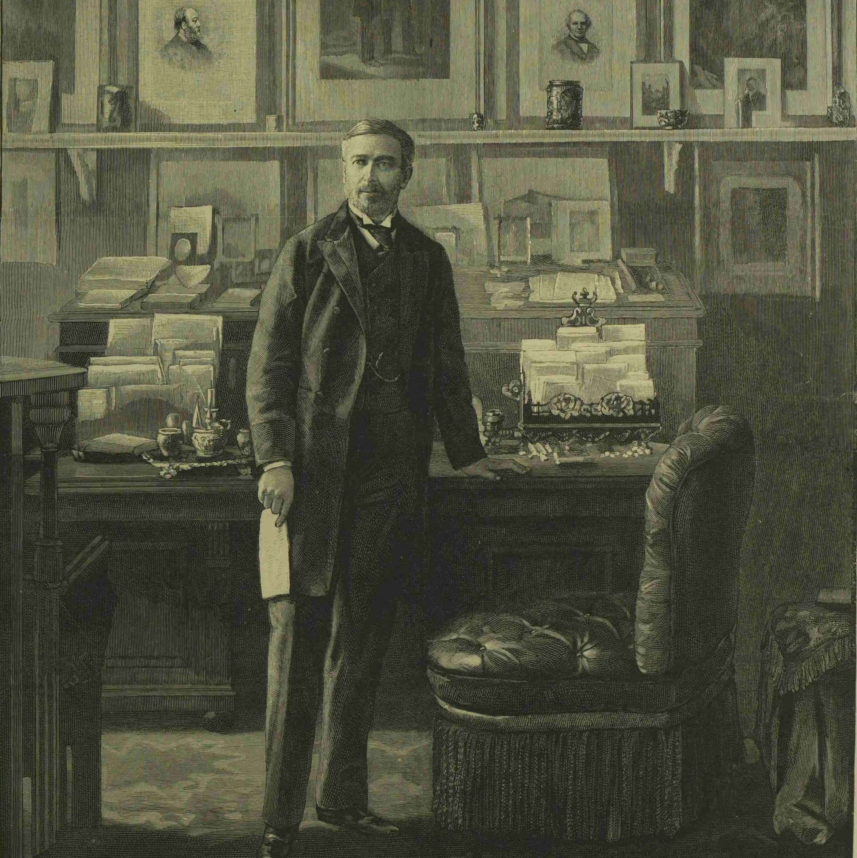 Sir Edward Malet Engraving of a portrait of Sir Edward Malet in his study at the British embassy, Berlin, 1893