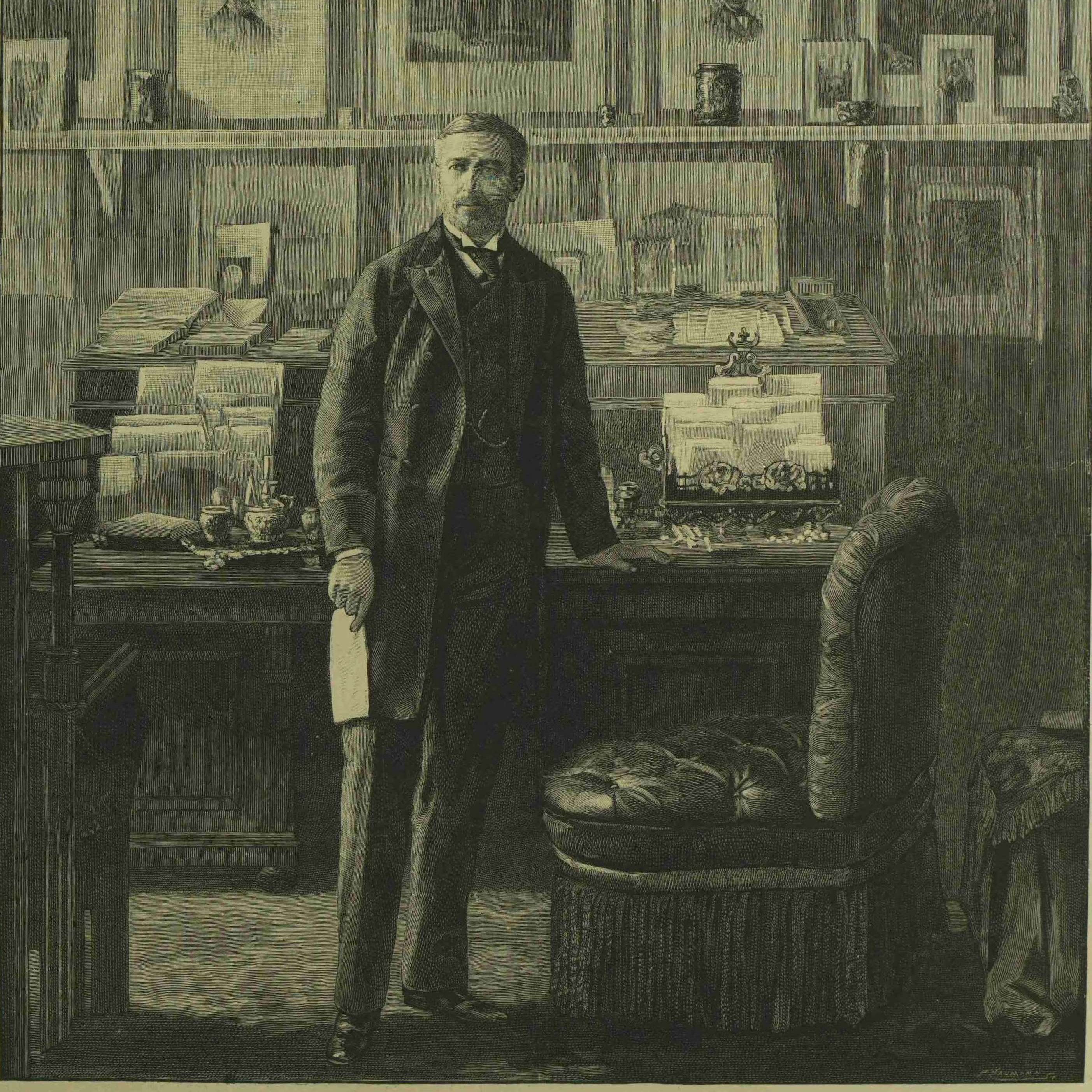 Sir Edward Malet Engraving of a portrait of Sir Edward Malet in his study at the British embassy, Berlin, 1893