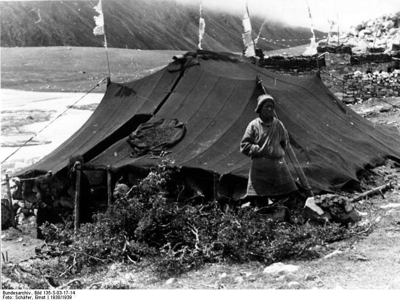 Tibetan nomad in front of tent A Tibetan nomad in front of his tent