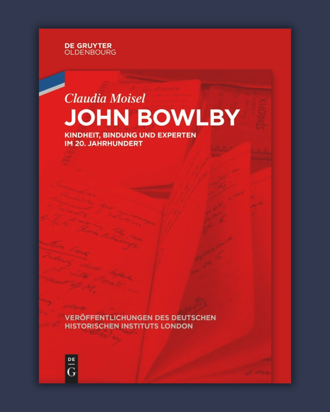 Image of a red book cover on a dark blue background