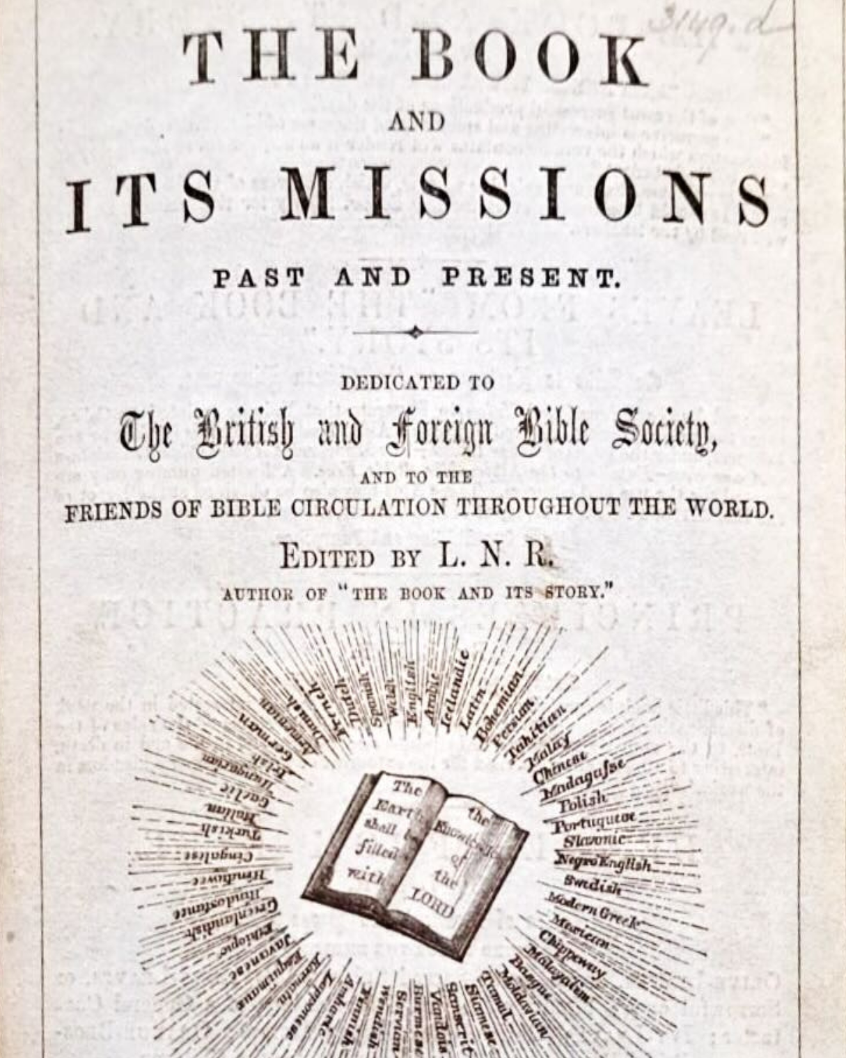 Frontispiece of the missionary magazine "The Book and its Missions: Past and Present"