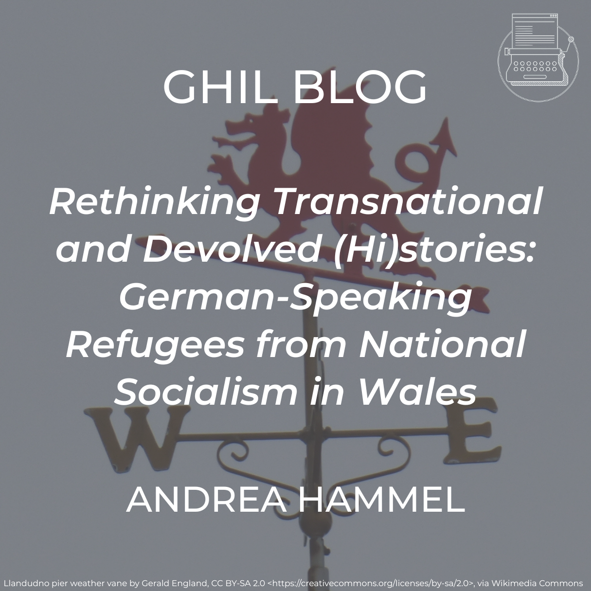 A picture of a Welsh dragon weather vane with the blog post title written across it.