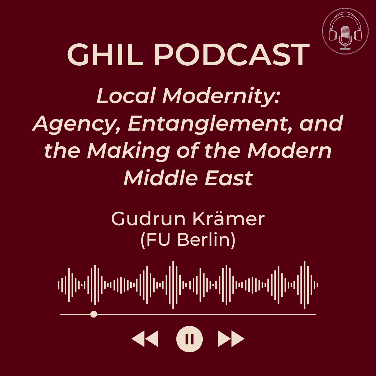 Title of the lecture written on a dark red background.