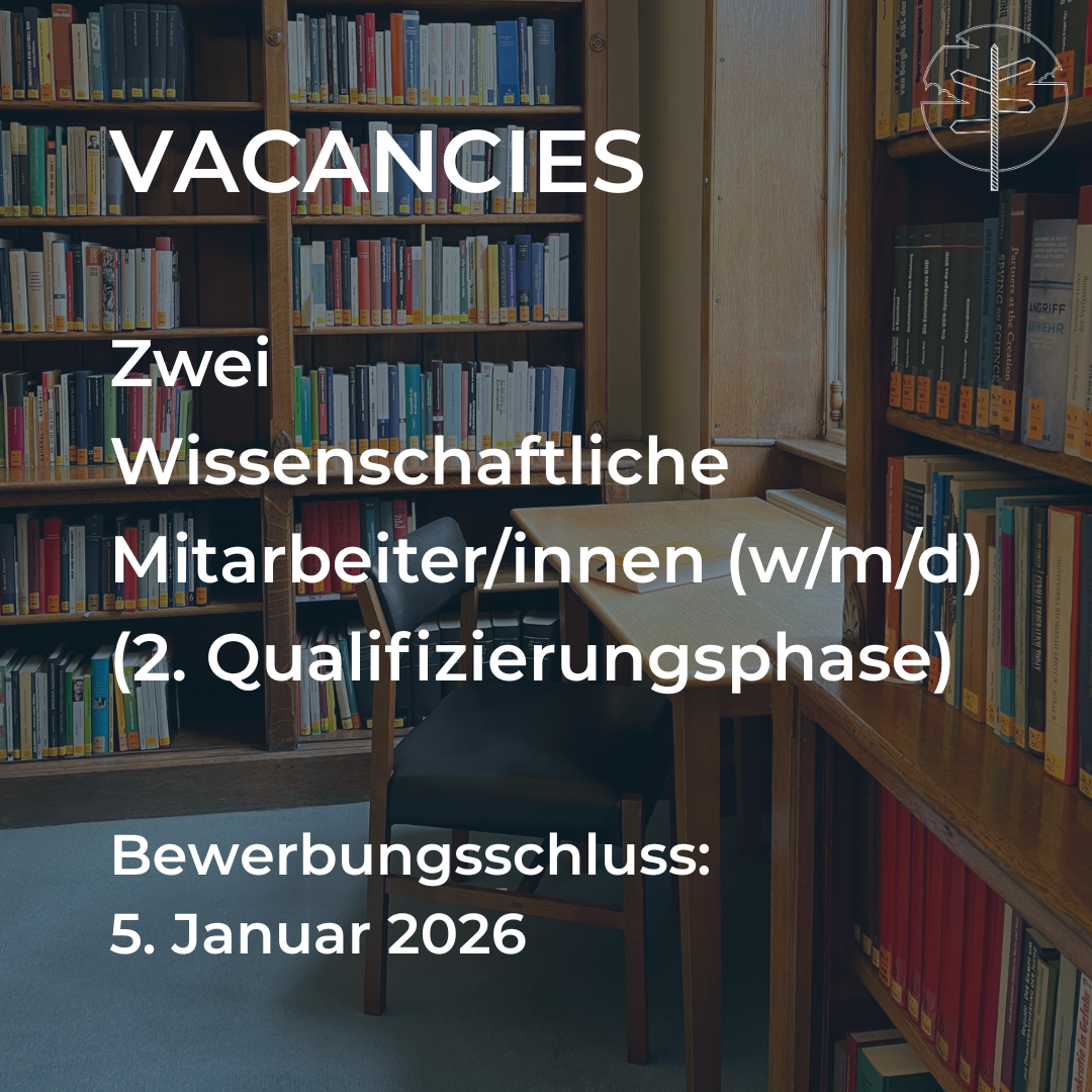 An image of a chair at a desk in a library with the job advert text written across it.